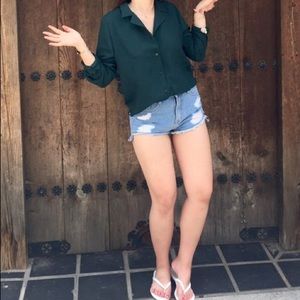 Dark green button down shirt